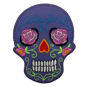 Purple Day of the Dead Sugar Skull Patch